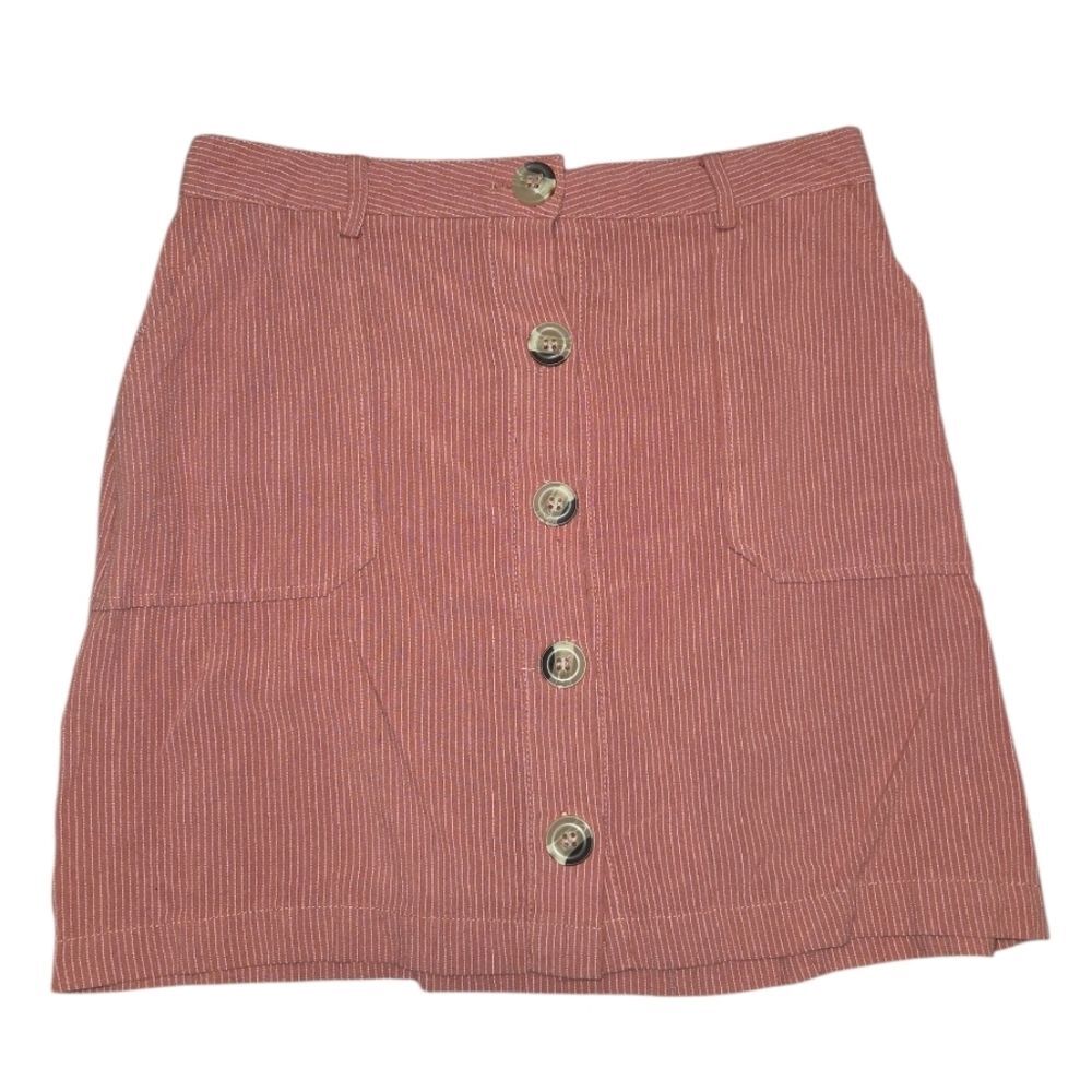 E&M Button Front Mini Skirt